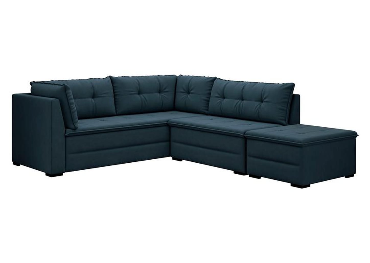 Sofá de Canto 6 Lugares com Puff Veluplus Vegas Flexforma Estofados