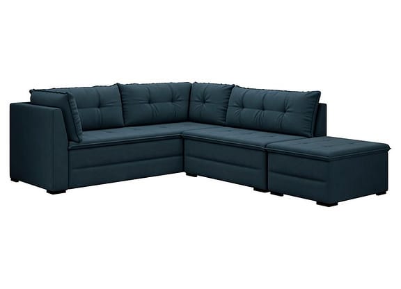Sofá de Canto 6 Lugares com Puff Veluplus Vegas Flexforma Estofados