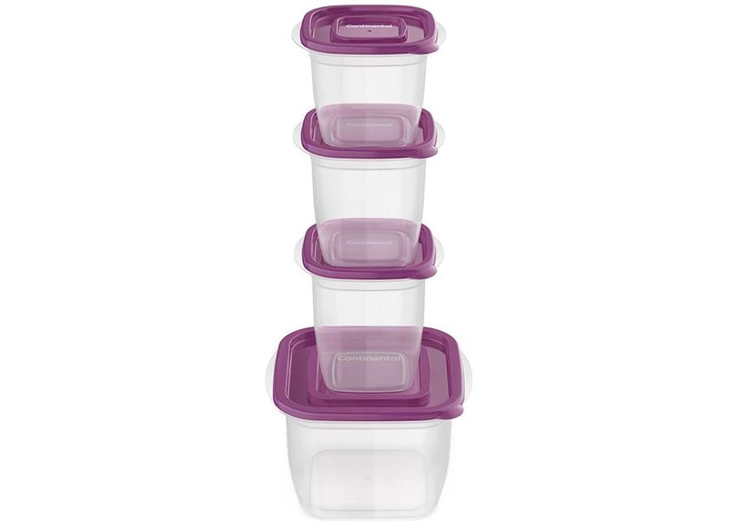 Jogo de Potes de Plástico Hermético Continental com Tampa Quadrado 41046089 8 Peças