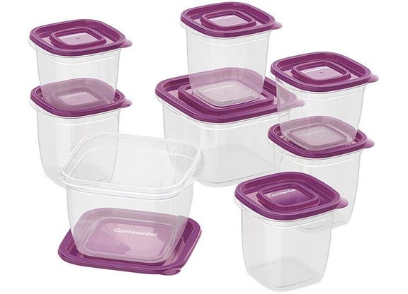 Jogo de Potes de Plástico Hermético Continental com Tampa Quadrado 41046089 8 Peças