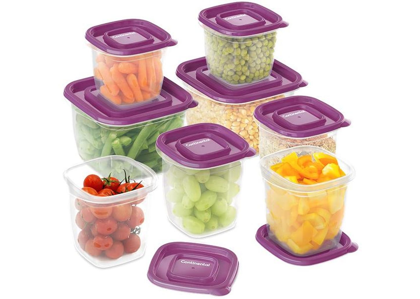 Jogo de Potes de Plástico Hermético Continental com Tampa Quadrado 41046089 8 Peças