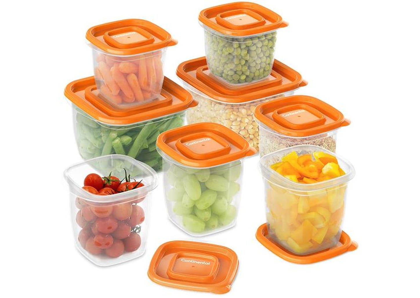 Jogo de Potes de Plástico Hermético Continental com Tampa Quadrado 41046088 8 Peças