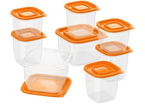 Jogo de Potes de Plástico Hermético Continental com Tampa Quadrado 41046088 8 Peças