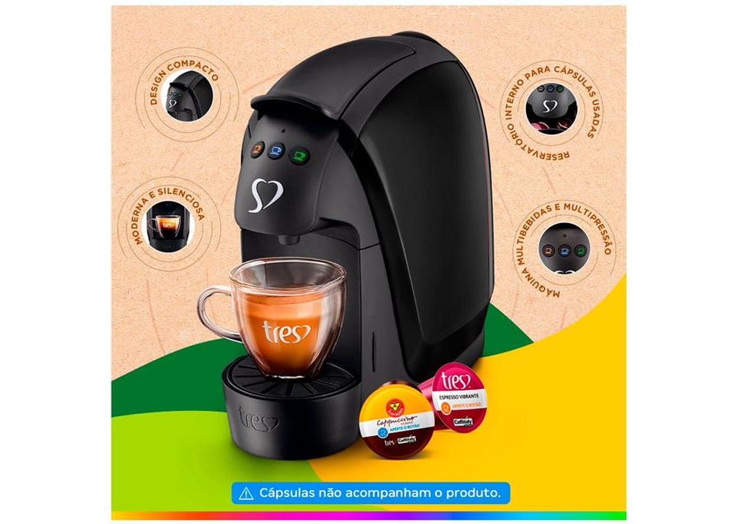 Cafeteira Expresso TRES Luna Preta