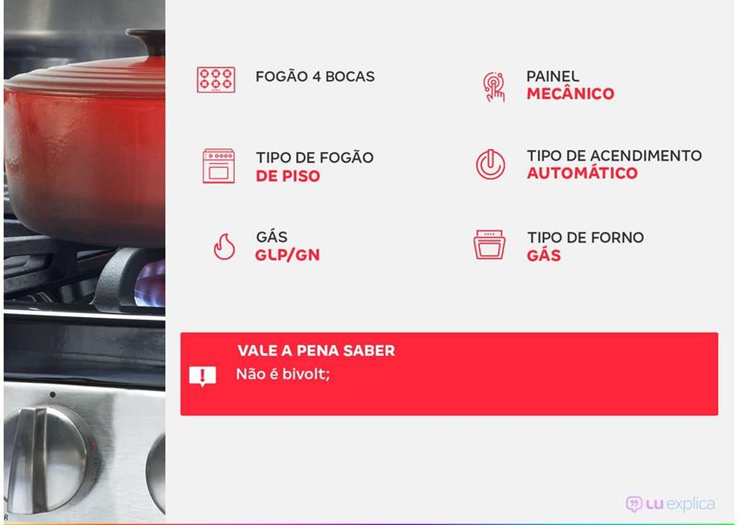 Fogão 4 Bocas Consul Mesa de Vidro Preto - Acendimento Automático CFO4VBE