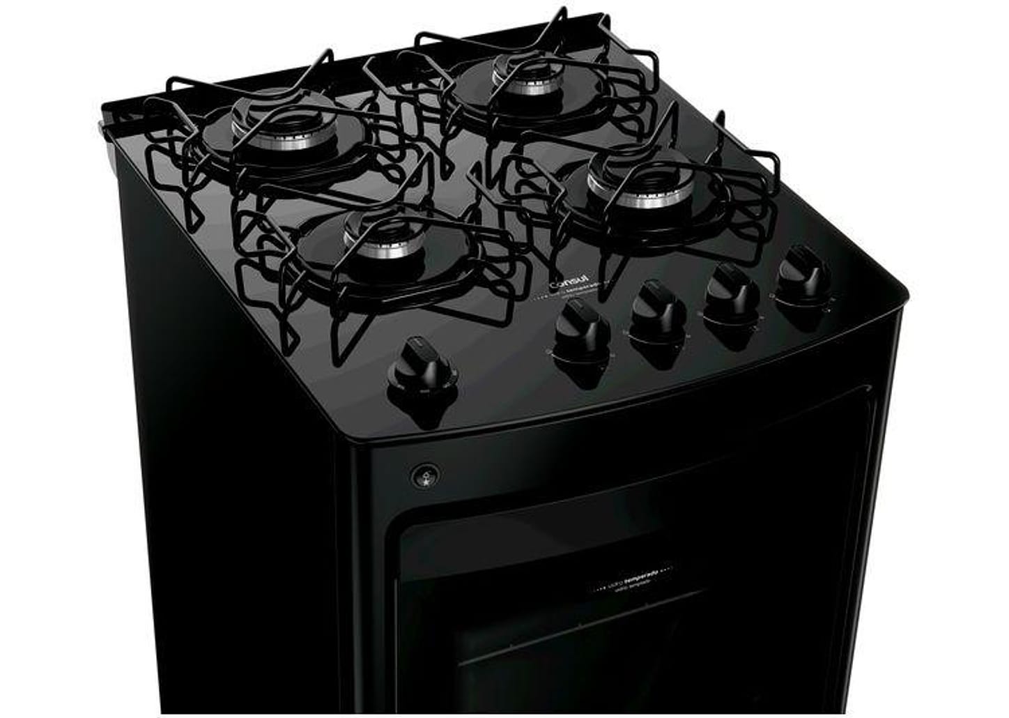 Fogão 4 Bocas Consul Mesa de Vidro Preto - Acendimento Automático CFO4VBE