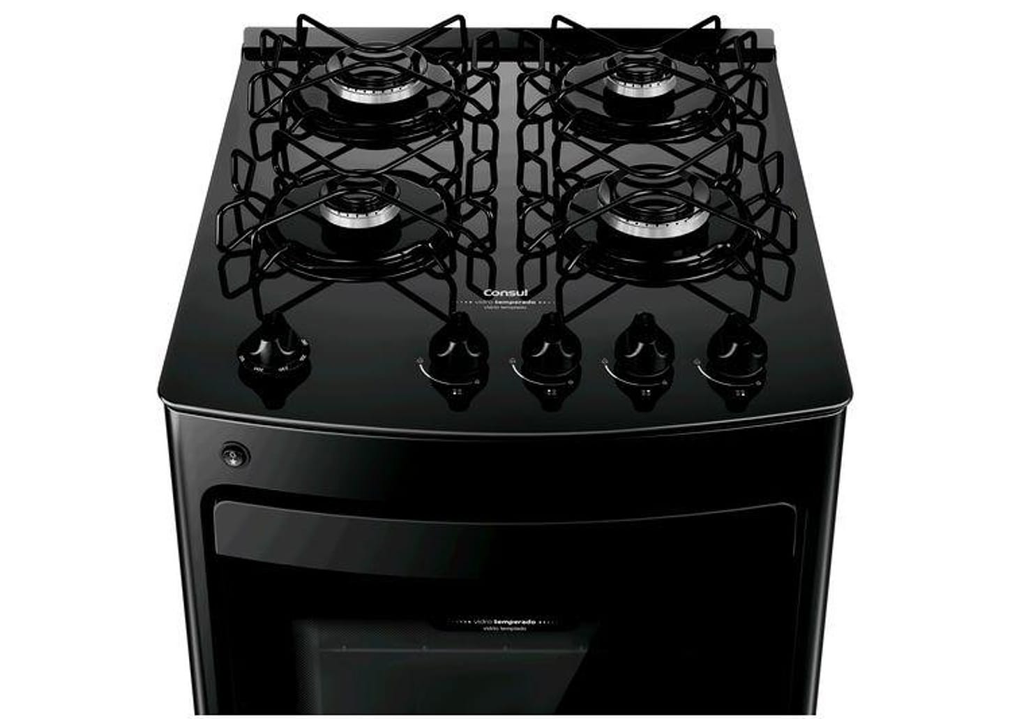 Fogão 4 Bocas Consul Mesa de Vidro Preto - Acendimento Automático CFO4VBE