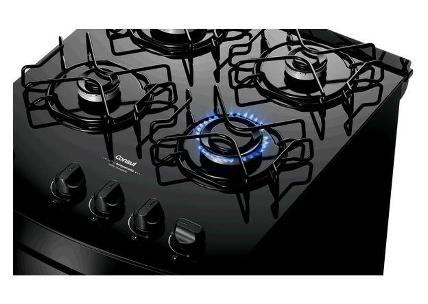 Fogão 4 Bocas Consul Mesa de Vidro Preto - Acendimento Automático CFO4VBE
