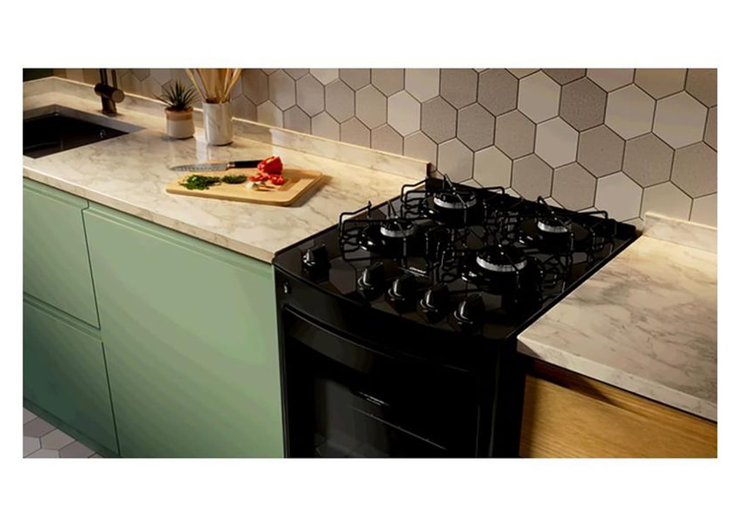 Fogão 4 Bocas Consul Mesa de Vidro Preto - Acendimento Automático CFO4VBE