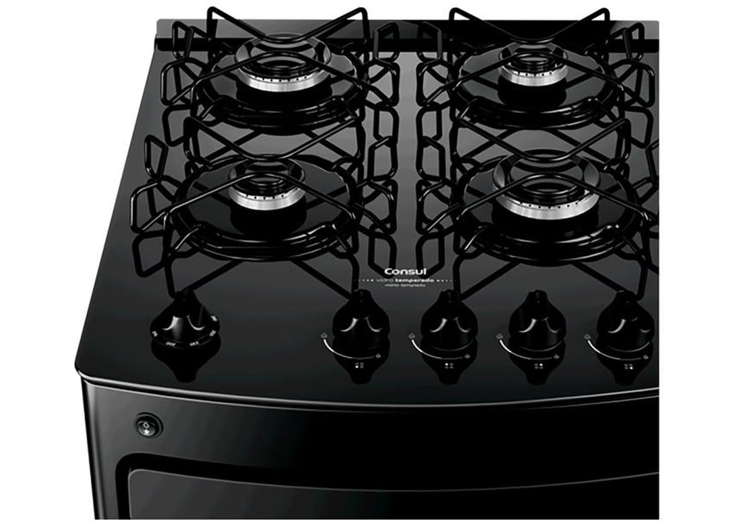 Fogão 4 Bocas Consul Mesa de Vidro Preto - Acendimento Automático CFO4VBE