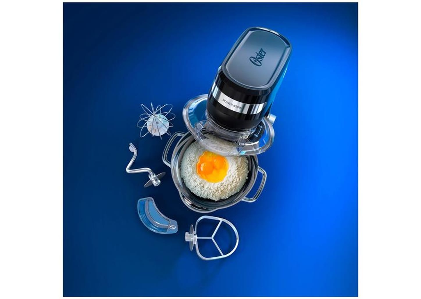 Batedeira Planetária Oster Preta 850W 12 Velocidades Tigela Inox OBAT641