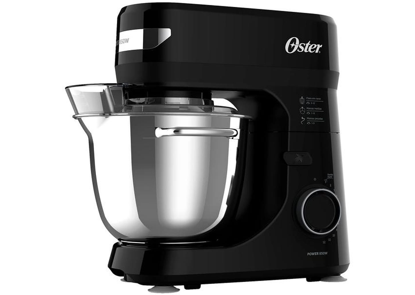 Batedeira Planetária Oster Preta 850W 12 Velocidades Tigela Inox OBAT641