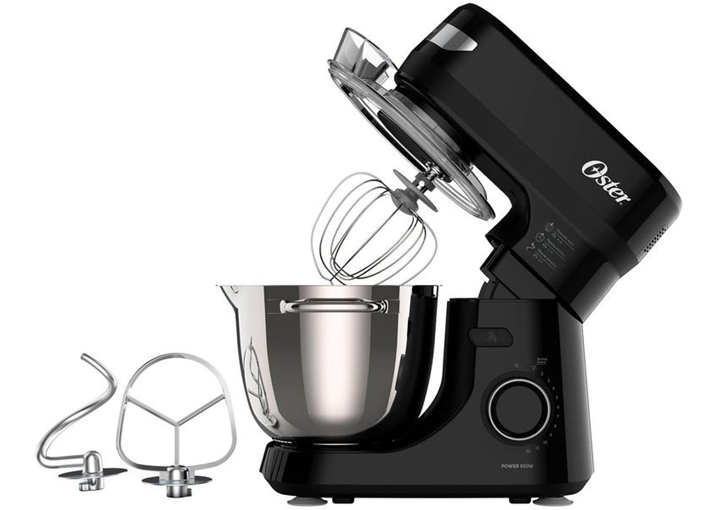 Batedeira Planetária Oster Preta 850W 12 Velocidades Tigela Inox OBAT641