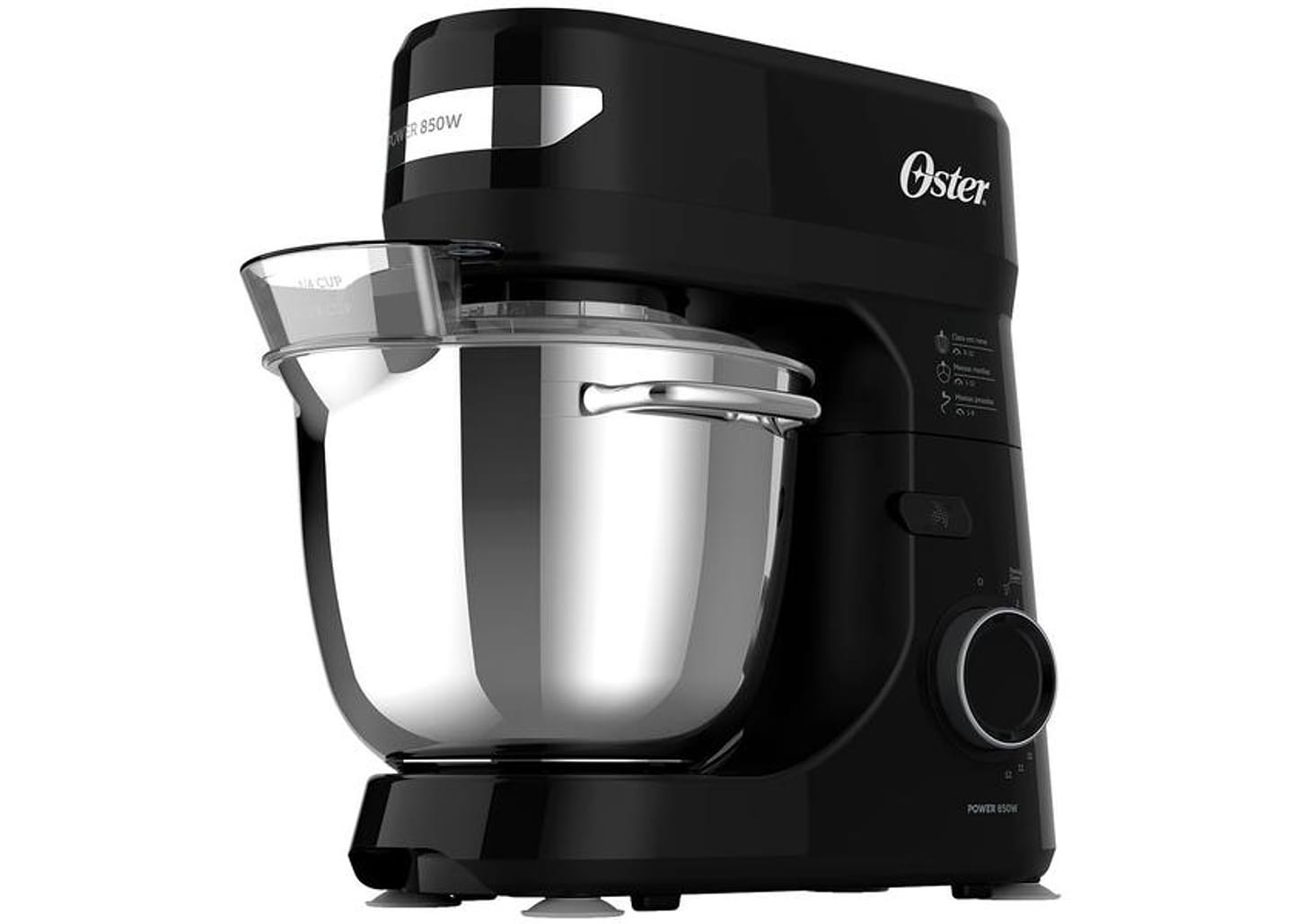 Batedeira Planetária Oster Preta 850W 12 Velocidades Tigela Inox OBAT641