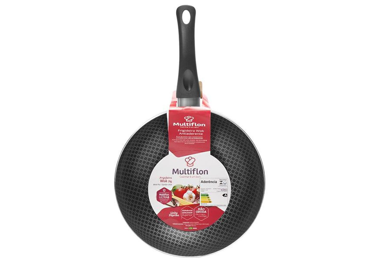 Frigideira Antiaderente Multiflon Alumínio Wok - Paprika Vermelha 24cm