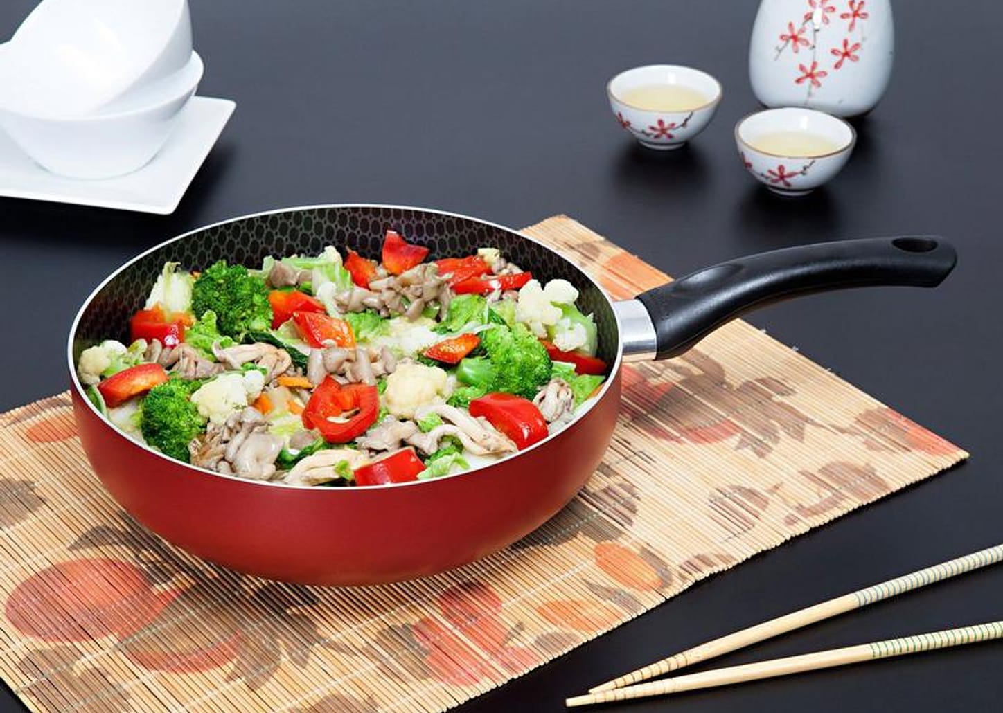 Frigideira Antiaderente Multiflon Alumínio Wok - Paprika Vermelha 24cm