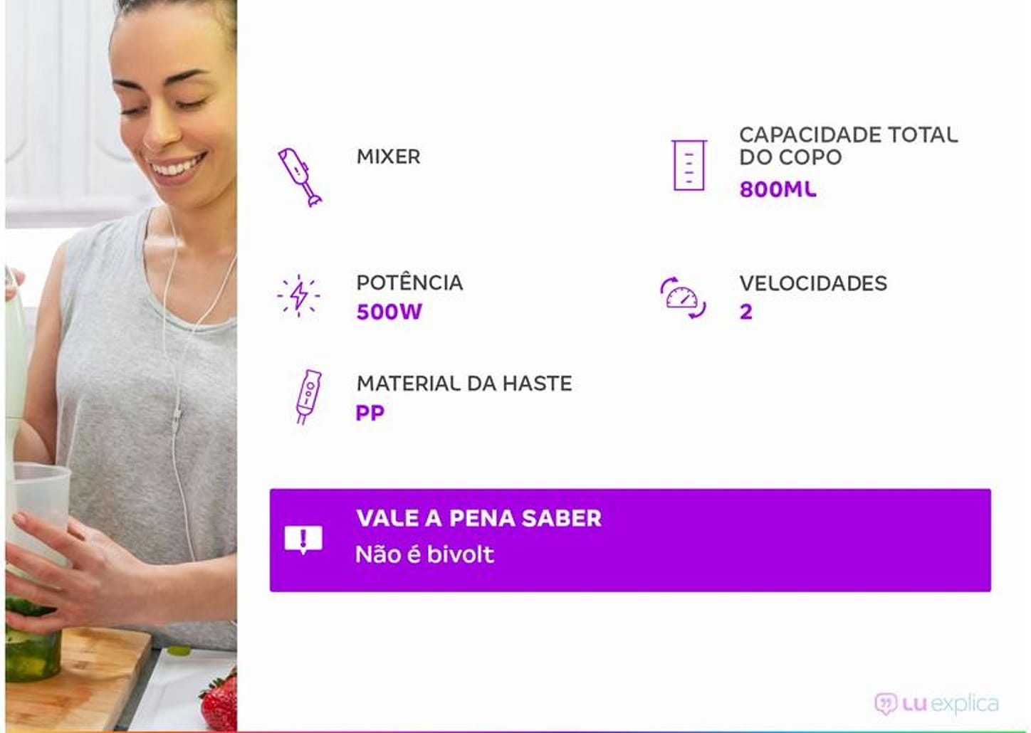 Mixer 2 em 1 Mondial 500W Preto e Prata Power Mixer Premium M-07 2 Velocidades