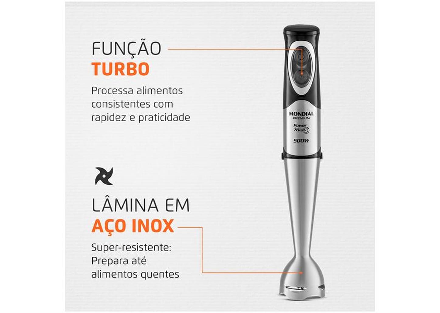 Mixer 2 em 1 Mondial 500W Preto e Prata Power Mixer Premium M-07 2 Velocidades
