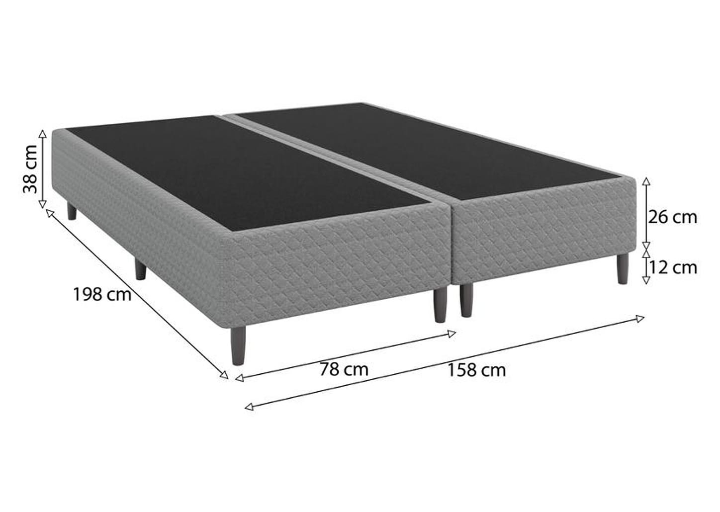 Base Cama Box Queen Umaflex Bipartida 26x158x198cm Beta
