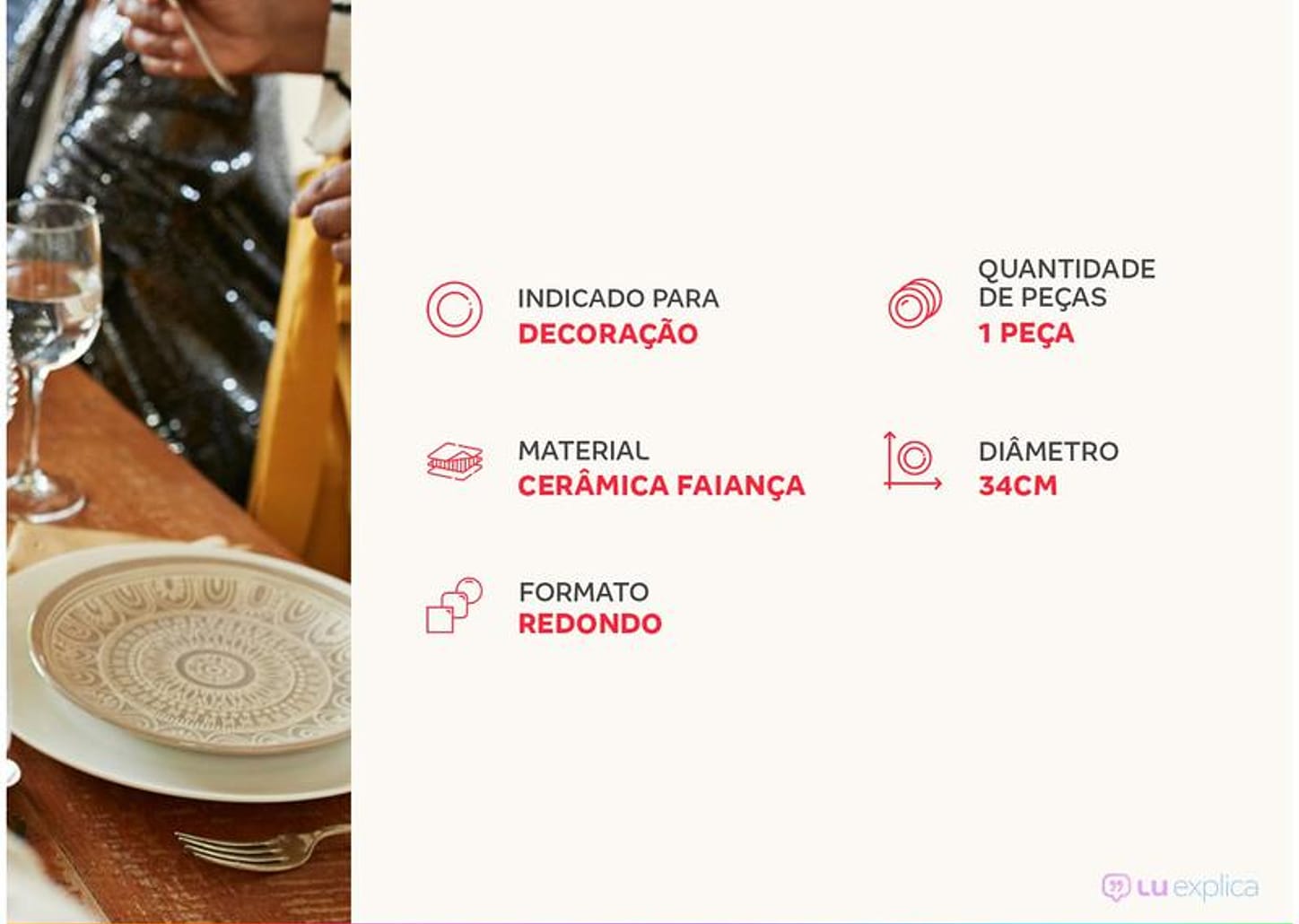 Sousplat Verde 34cm Alleanza Linho