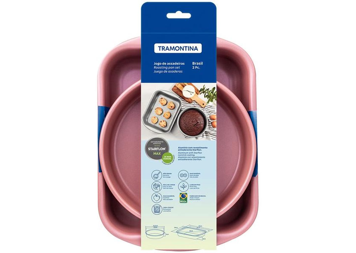 Conjunto de Assadeiras de Alumínio Antiaderente Tramontina Brasil 2 Peças