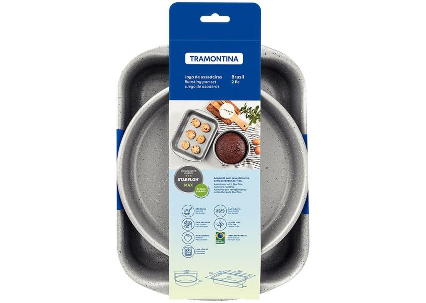 Conjunto de Assadeiras de Alumínio Antiaderente Tramontina Brasil 2 Peças