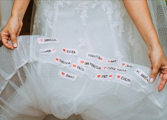 Presentes criativos Espaço para o nome na barra do vestido