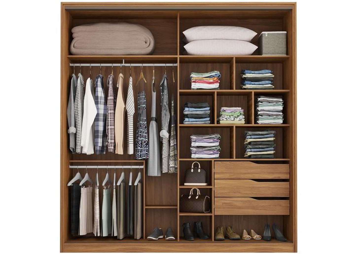 Guarda-roupa Casal 2 Portas de Correr 3 Gavetas - Demóbile Belga