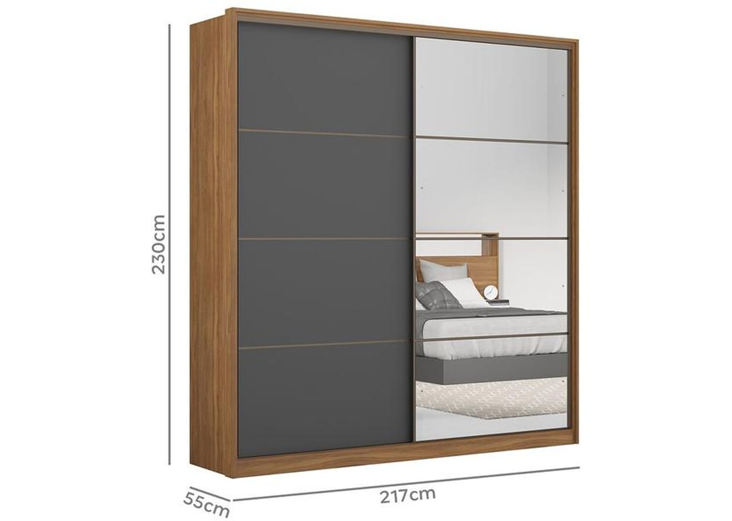 Guarda-roupa Casal 2 Portas de Correr 3 Gavetas - Demóbile Belga