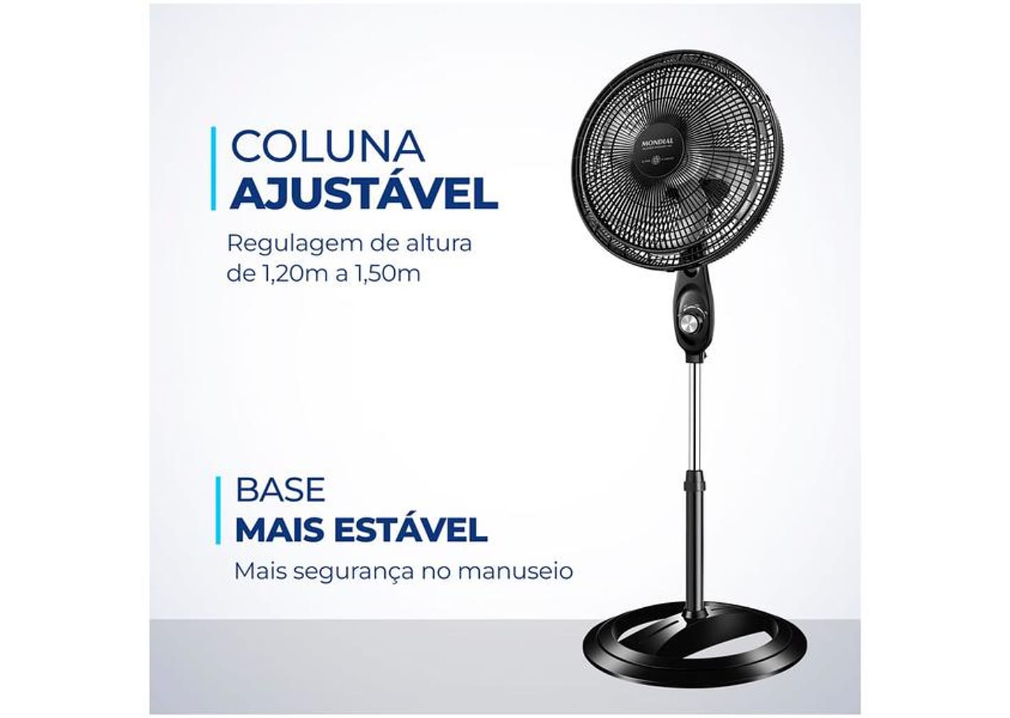 Ventilador de Coluna Mondial Super Power - VSP-40C-NB 40cm 6 Pás 3 Velocidades Preto e Prata