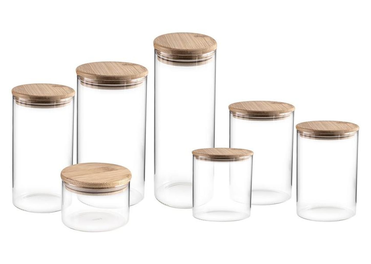 Jogo de Porta-Mantimentos de Vidro Redondo Nell Bamboo 7 Peças