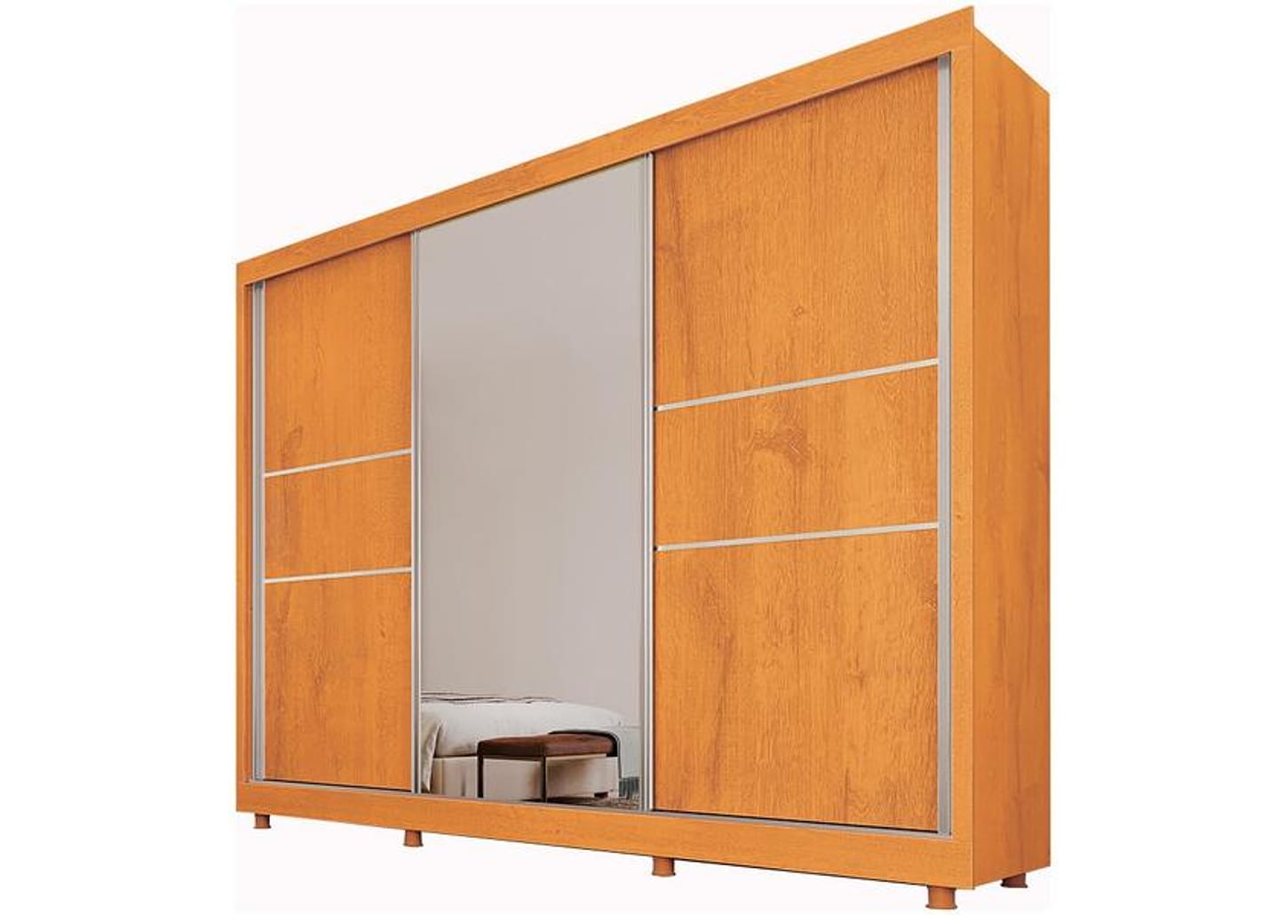 Guarda-roupa Casal com Espelho 3 Portas de Correr - Móveis Europa Maranello