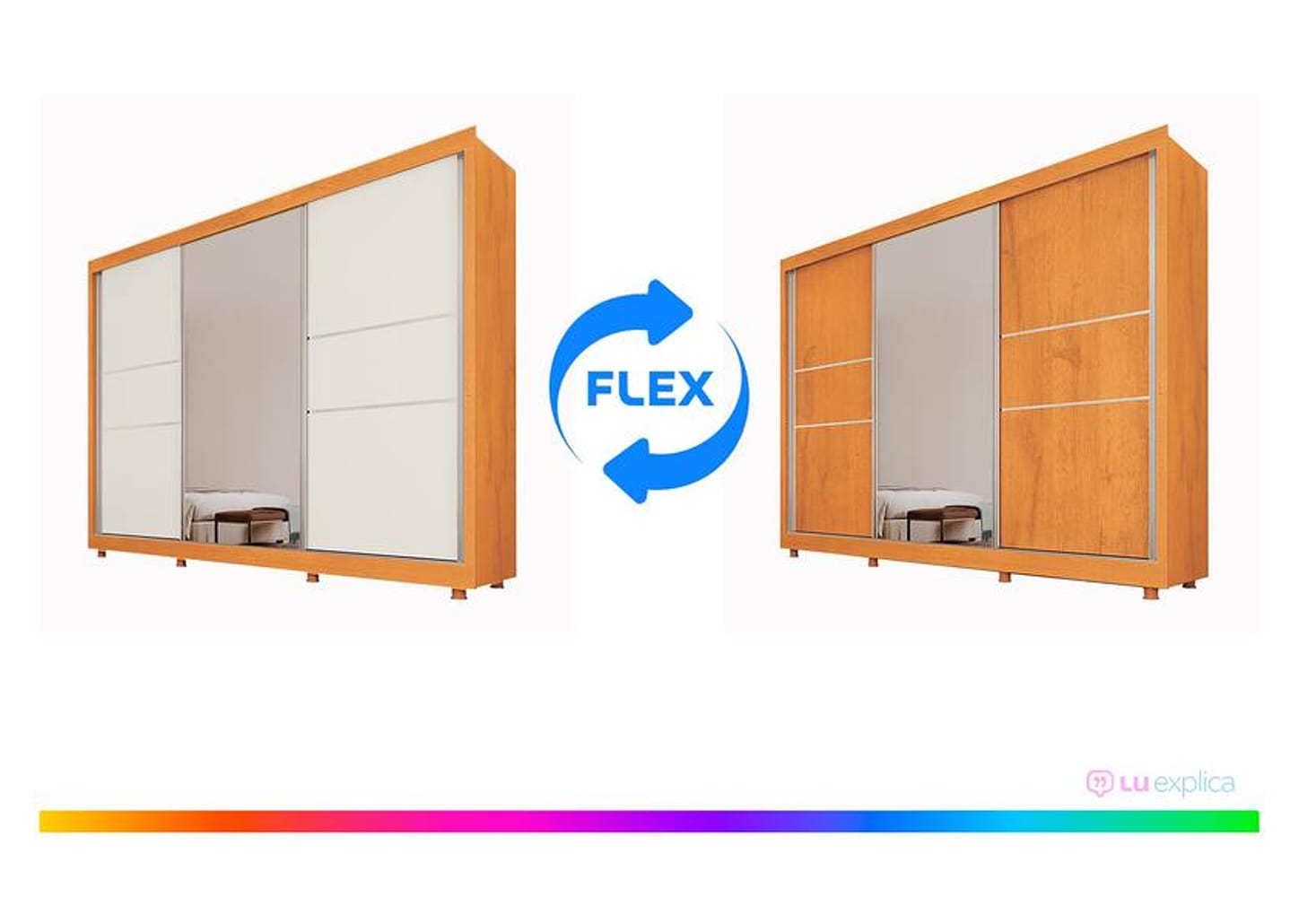 Guarda-roupa Casal com Espelho 3 Portas de Correr - Móveis Europa Maranello