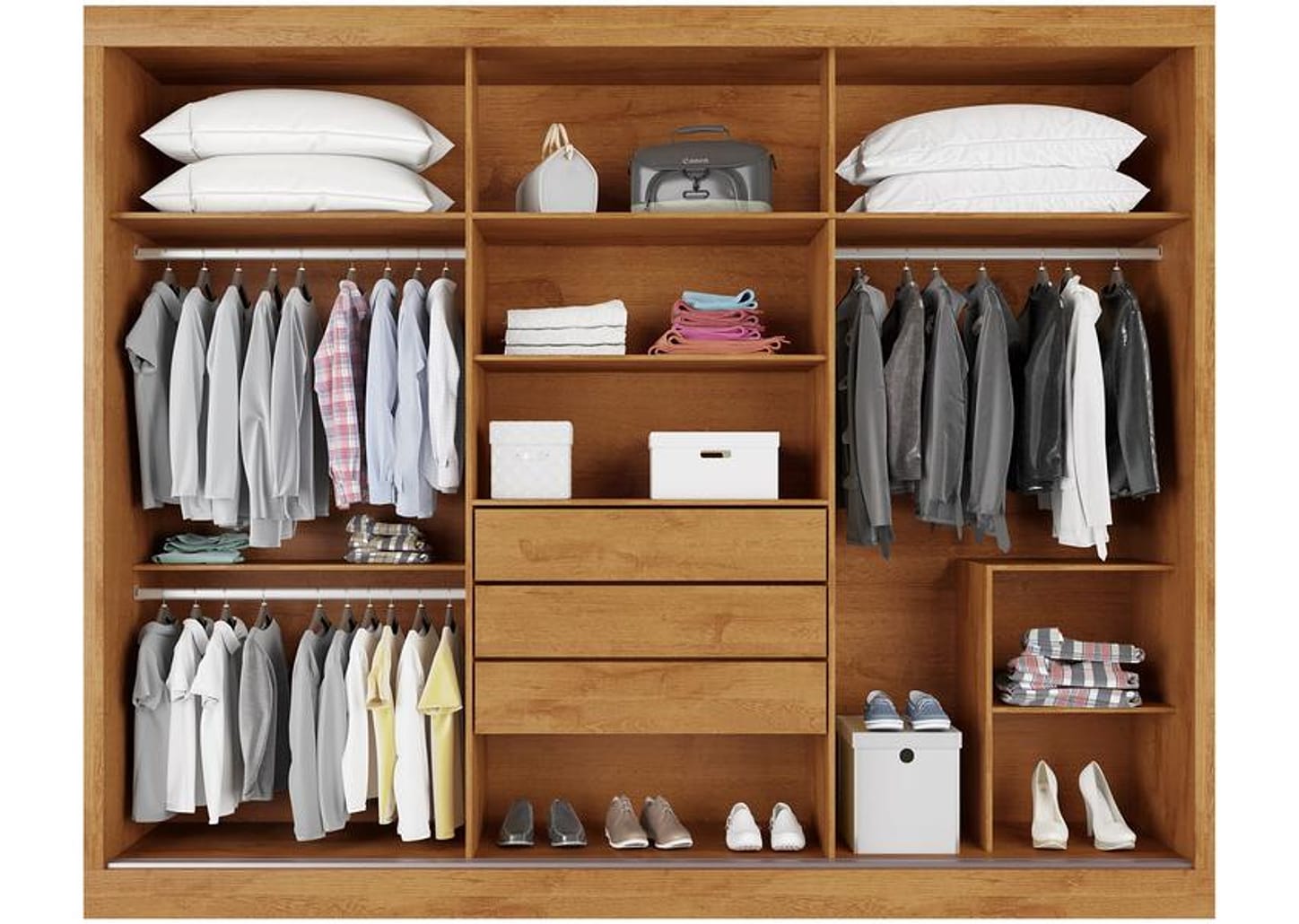 Guarda-roupa Casal com Espelho 3 Portas de Correr - Móveis Europa Maranello