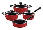 Jogo de Panelas Tramontina Revestimento Cerâmico de Alumínio Vermelho 4 Peças Glenz