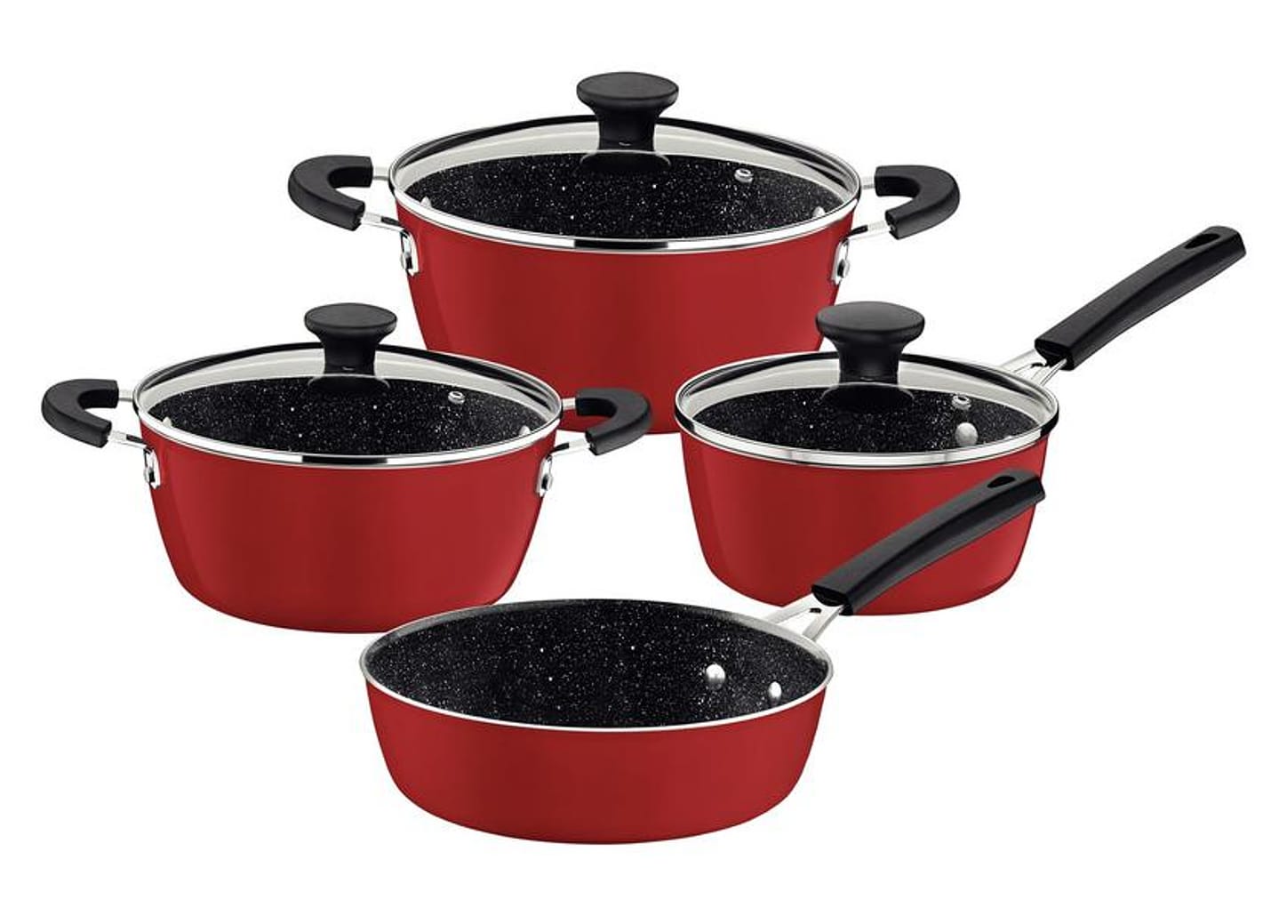 Jogo de Panelas Tramontina Revestimento Cerâmico de Alumínio Vermelho 4 Peças Glenz