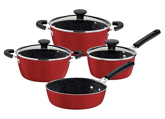 Jogo de Panelas Tramontina Revestimento Cerâmico de Alumínio Vermelho 4 Peças Glenz