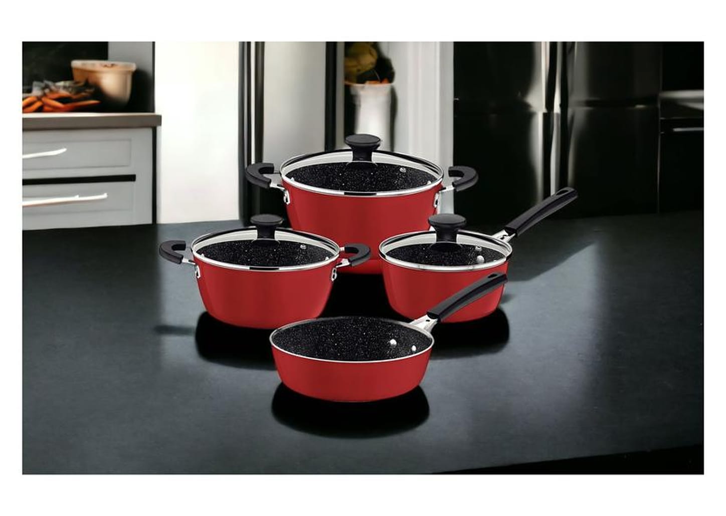 Jogo de Panelas Tramontina Revestimento Cerâmico de Alumínio Vermelho 4 Peças Glenz