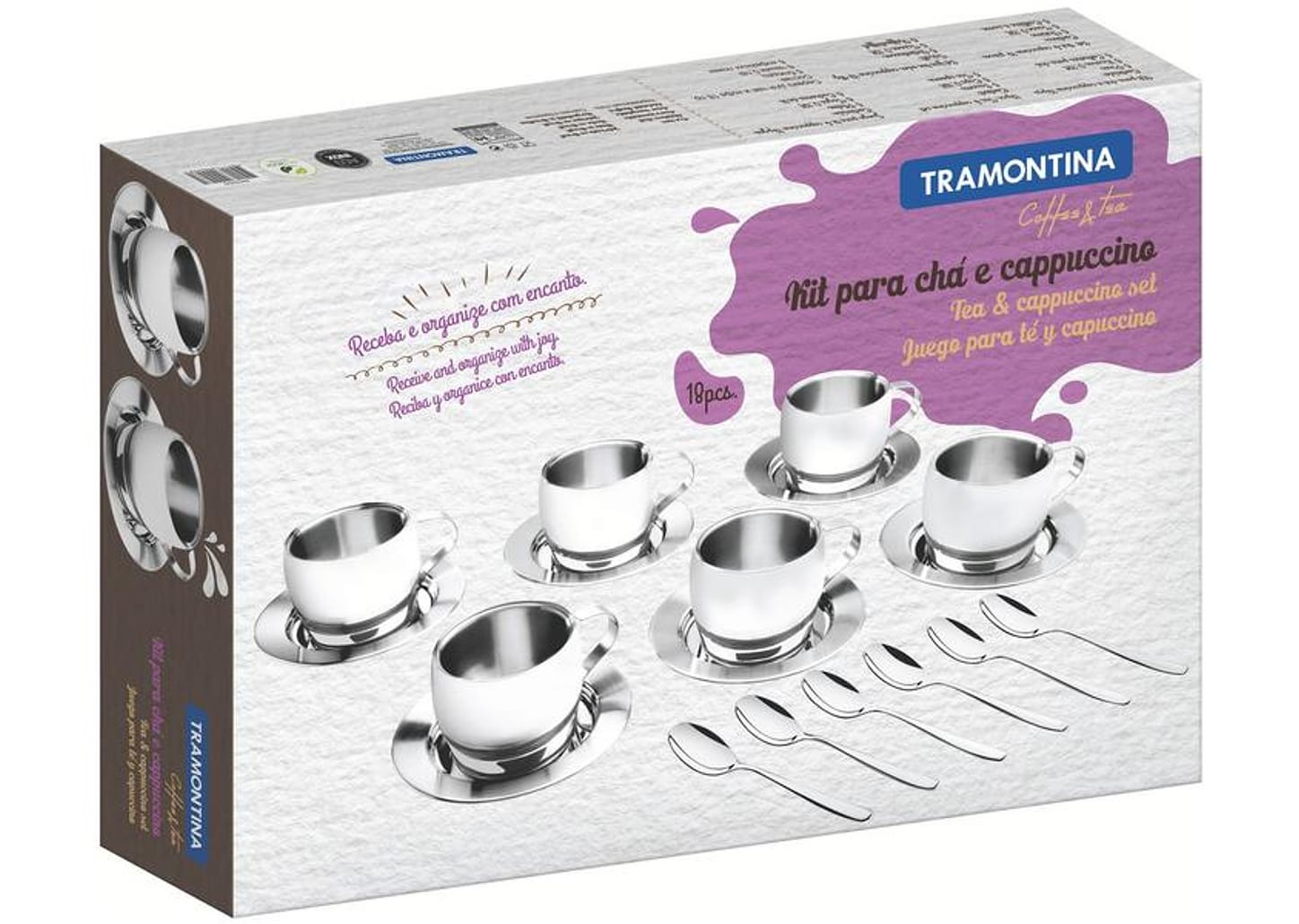 Jogo de Xícaras de Chá e Capuccino 230ml Tramontina 64430820 18 Peças