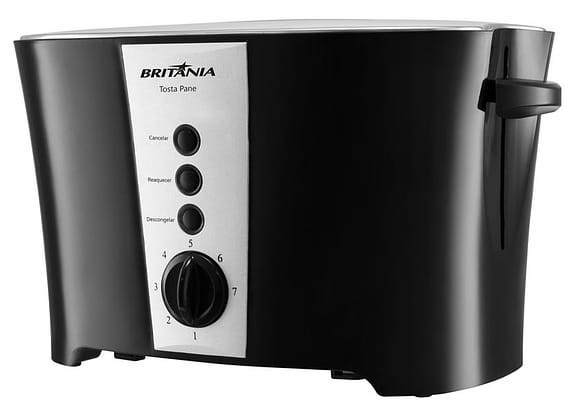 Torradeira Britânia Preta 2 Fatias 7 Níveis de - Tostagem Cozinha Criativa Tosta Pane