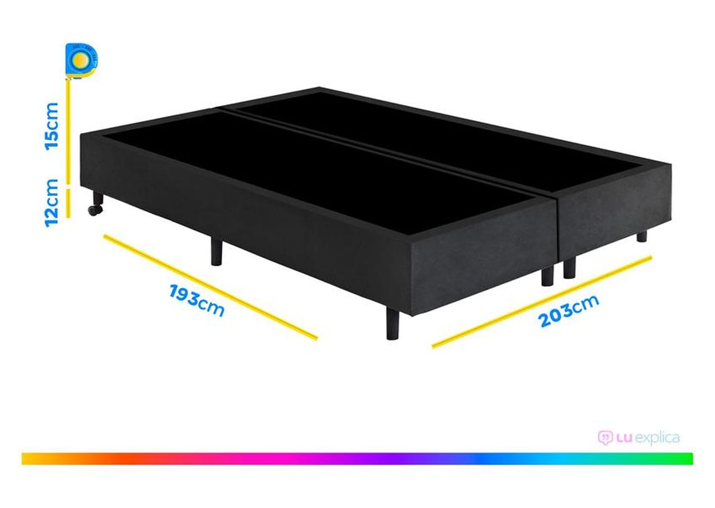 Base Cama Box King Gazin Bipartido 27x193x203cm Vip Topázio