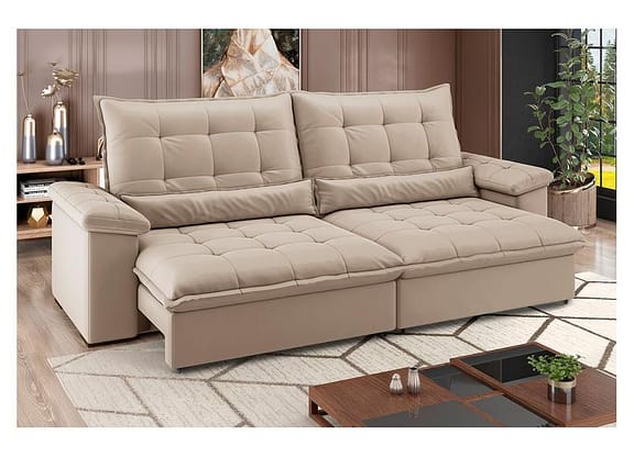 Sofá 4 Lugares Retrátil Reclinável Suede Veludo Módena Flexforma Estofados