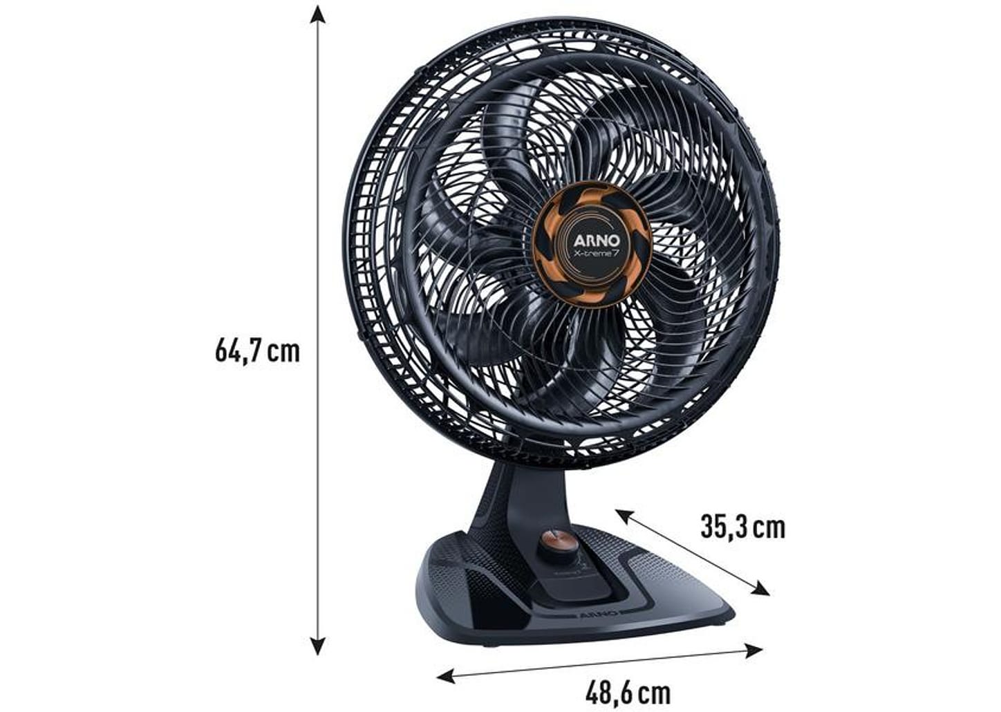 Ventilador de Mesa Arno X-Treme 7 40cm 7 Pás 3 Velocidades Cinza e Cobre