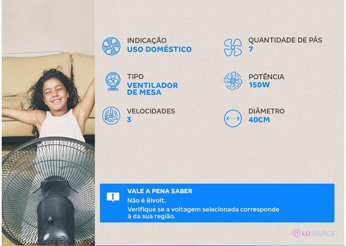 Ventilador de Mesa Arno X-Treme 7 40cm 7 Pás 3 Velocidades Cinza e Cobre