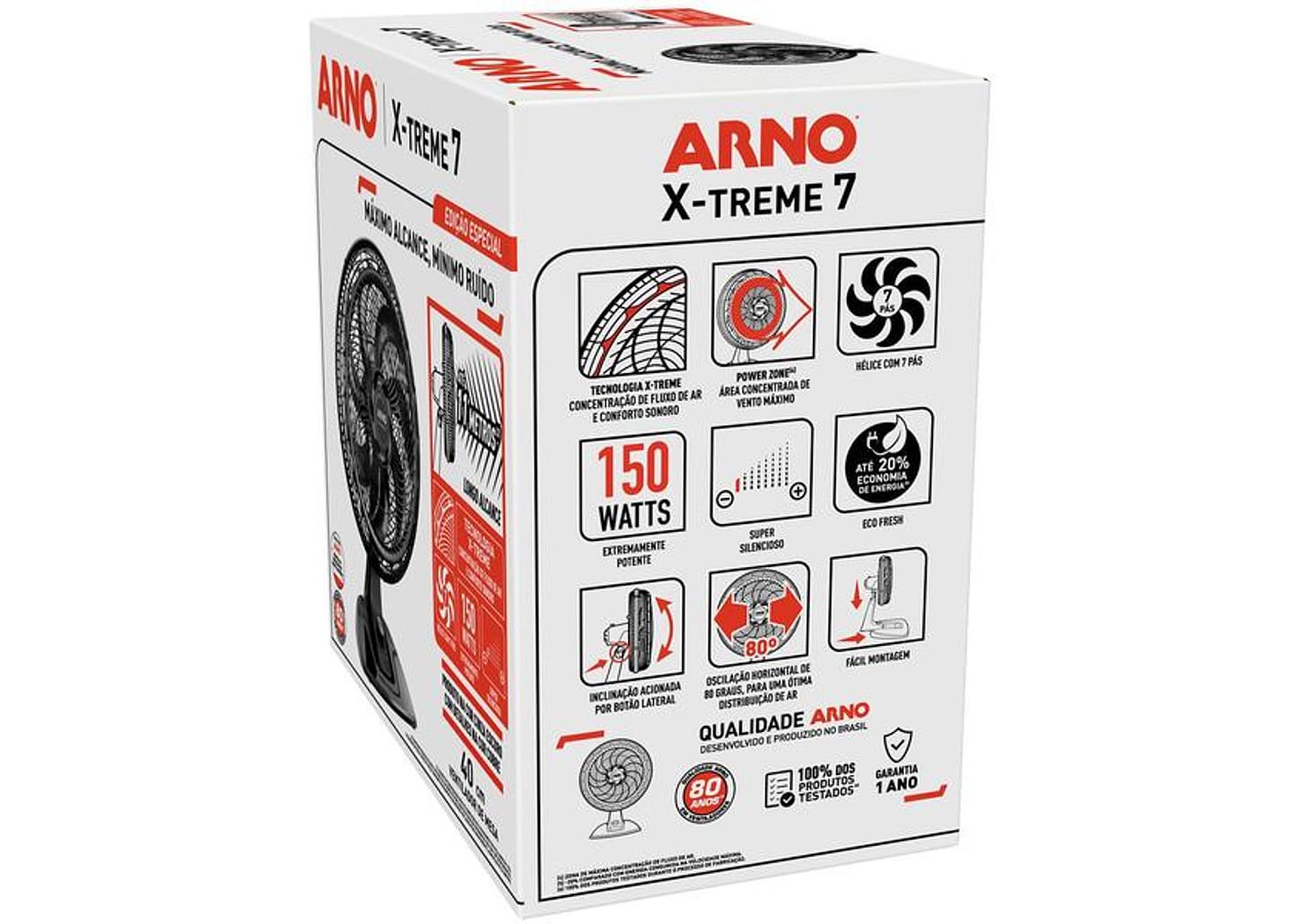 Ventilador de Mesa Arno X-Treme 7 40cm 7 Pás 3 Velocidades Cinza e Cobre