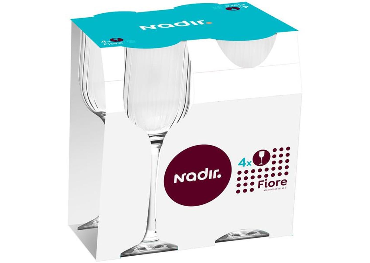 Jogo de Taças para Vinho de Vidro 400ml 4 peças Nadir Fiore