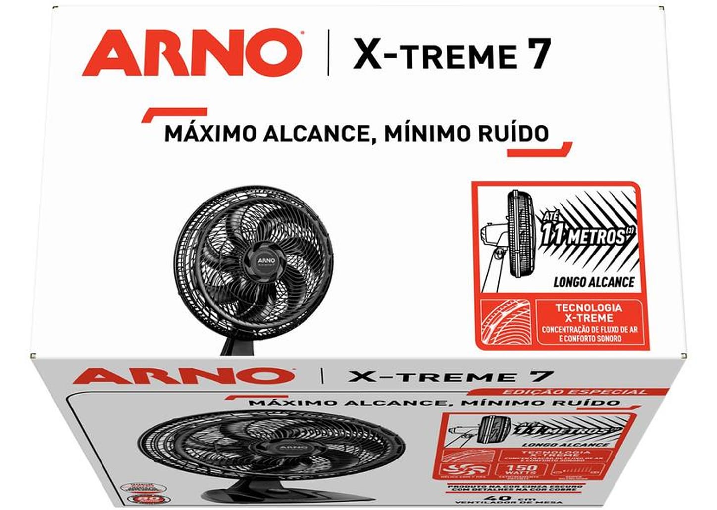 Ventilador de Mesa Arno X-Treme 7 40cm 7 Pás 3 Velocidades Cinza e Cobre