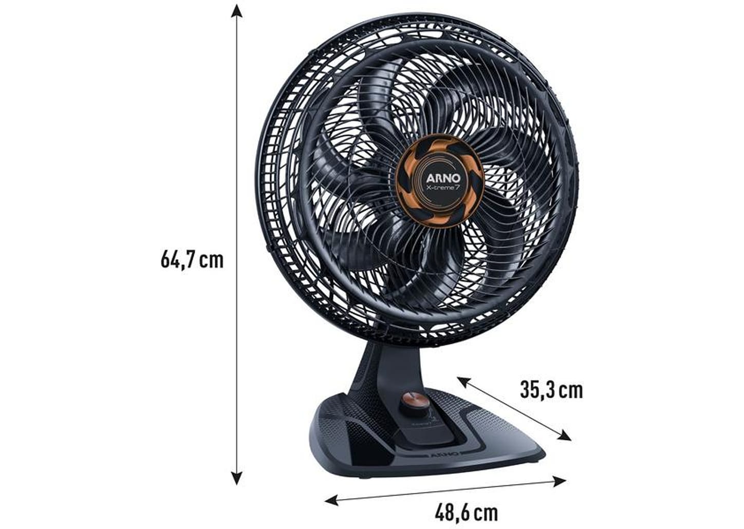 Ventilador de Mesa Arno X-Treme 7 40cm 7 Pás 3 Velocidades Cinza e Cobre