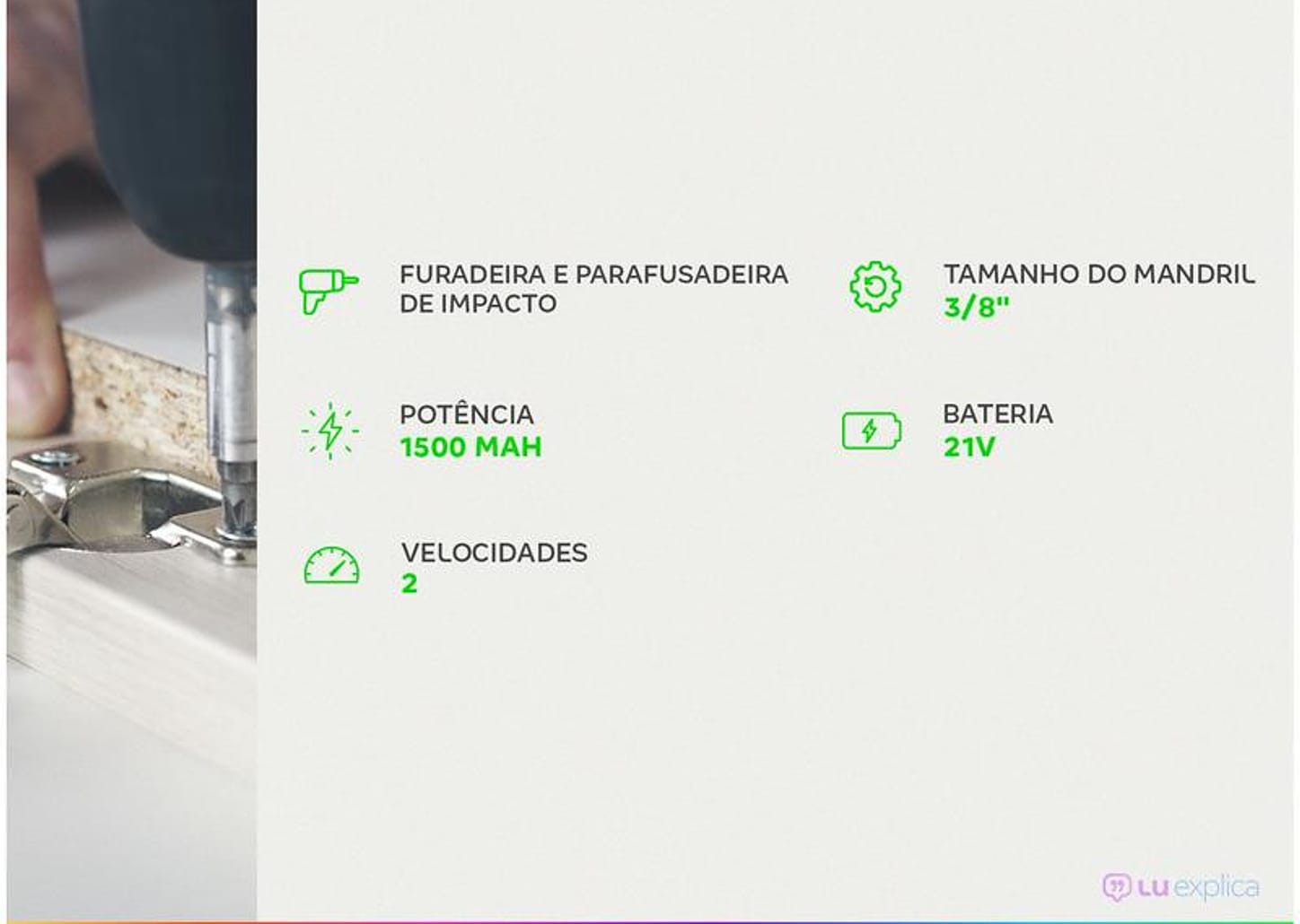 Furadeira e Parafusadeira de Impacto WAP a Bateria 1500 mAh com Maleta K21 ID01