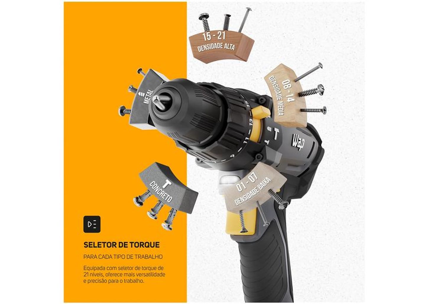 Furadeira e Parafusadeira de Impacto WAP a Bateria 1500 mAh com Maleta K21 ID01